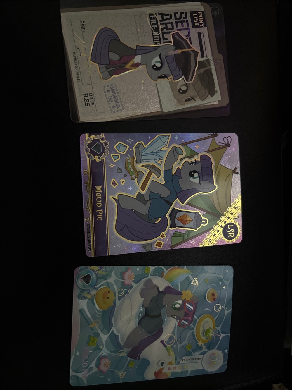 My Little Pony Maud Pie Holographic Purple & Gold Collector Cards 3 pack